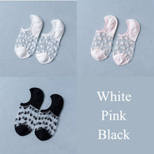 Load image into Gallery viewer, 3 Pairs Transparent Lace Flower Design Elastic Invisible Boat Best Socks For Women freeshipping - Tyche Ace