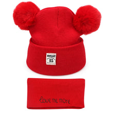 Load image into Gallery viewer, 2Pcs Knitted Soft Toddler Warm Pompom Beanie freeshipping - Tyche Ace