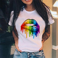 Load image into Gallery viewer, Casual Lip Print Design Short Sleeved T Shirt freeshipping - Tyche Ace