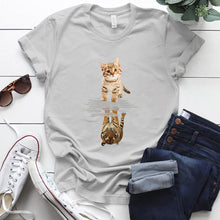 Load image into Gallery viewer, Cat & Tiger Print Graphic T Shirt freeshipping - Tyche Ace