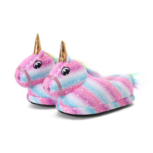 Load image into Gallery viewer, Kids Plush Magical Unicorn Slippers