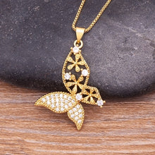 Load image into Gallery viewer, Colourful Shining Statement Butterfly Rhinestone Crystal Lucky Charm Pendant Necklace