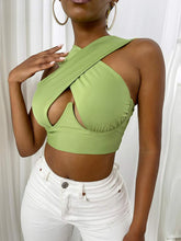 Load image into Gallery viewer, Cross Wrap Sleeveless Cut-Out Front Crop Top-Plus Sizes freeshipping - Tyche Ace