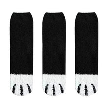 Load image into Gallery viewer, 3 Pairs Women Winter Warm Cat Paw Cartoon Design Fluffy  Slippers Socks