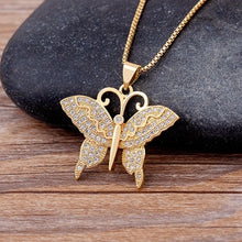 Load image into Gallery viewer, Colourful Shining Statement Butterfly Rhinestone Crystal Lucky Charm Pendant Necklace