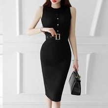 Load image into Gallery viewer, Elegant Simple Stretch Knitted Sleeveless Dress With Slit On Back