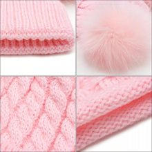 Load image into Gallery viewer, Unisex Pompom Knitted Hat and Scarf Beanie Hats Sets For Kids