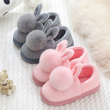 Load image into Gallery viewer, Unisex Cute Bunny Cartoon Cotton Warm Faux Fur Slippers For Kids