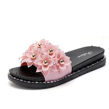 Load image into Gallery viewer, Open Toe Gold Applique Pleated Flat Flip Flops freeshipping - Tyche Ace