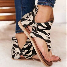 Load image into Gallery viewer, Summer Casual Retro Animal Print Design Clip Toe Flat Sandals freeshipping - Tyche Ace