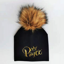 Load image into Gallery viewer, Golden Princess Prince Letter Design Pompom Cute Beanie Hats Kids