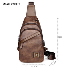 Load image into Gallery viewer, Crazy Horse Leather USB Charging Sling Back Shoulder Travel Crossbody Bags
