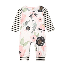 Load image into Gallery viewer, Unisex Baby Flower Striped Long Sleeves Romper For Toddlers