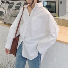 Load image into Gallery viewer, White Cotton Long Sleeve Oversize Shirt