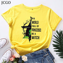 Load image into Gallery viewer, JCGO Fashion Summer T Shirt Women Plus Size 5XL Cotton Halloween Witch Print Female Short Sleeve Tshirts Casual Lady Tops Tee freeshipping - Tyche Ace