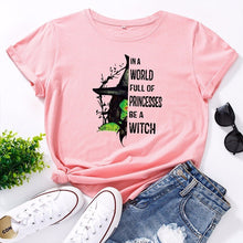 Load image into Gallery viewer, JCGO Fashion Summer T Shirt Women Plus Size 5XL Cotton Halloween Witch Print Female Short Sleeve Tshirts Casual Lady Tops Tee freeshipping - Tyche Ace
