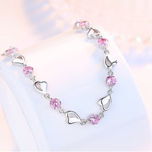 Load image into Gallery viewer, Sterling Silver Retro Coloured Heart Shaped Cubic Zirconia Bracelet freeshipping - Tyche Ace