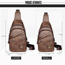 Load image into Gallery viewer, Crazy Horse Leather USB Charging Sling Back Shoulder Travel Crossbody Bags