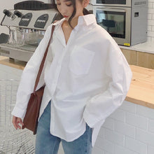 Load image into Gallery viewer, White Cotton Long Sleeve Oversize Shirt