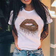 Load image into Gallery viewer, Casual Lip Print Design Short Sleeved T Shirt freeshipping - Tyche Ace