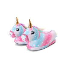 Load image into Gallery viewer, Kids Plush Magical Unicorn Slippers