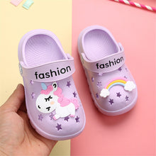 Load image into Gallery viewer, Unicorn Cartoon Design Flip Flops For Kids
