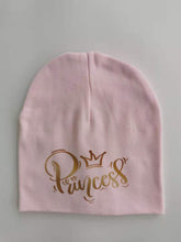 Load image into Gallery viewer, Golden Princess Prince Letter Design Pompom Cute Beanie Hats Kids