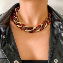 Load image into Gallery viewer, Unisex Chunky Thick Gold Tone Resin Link Chain Necklace