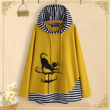 Load image into Gallery viewer, Striped Patchwork Cat Cartoon Print  Long Sleeve Hoodie freeshipping - Tyche Ace