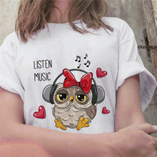 Load image into Gallery viewer, Cartoon Owl Graphic Printed Casual T Shirt freeshipping - Tyche Ace