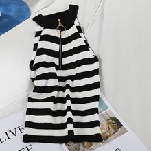Load image into Gallery viewer, Zip Design Knitted Off-Shoulder Sleeveless Short Tank Tops for Women