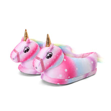 Load image into Gallery viewer, Kids Plush Magical Unicorn Slippers
