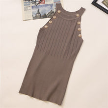 Load image into Gallery viewer, Golden Buttons Hollow Out Design Thin Knitted Sleeveless Stylish Top For Women