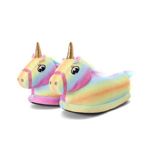 Load image into Gallery viewer, Kids Plush Magical Unicorn Slippers
