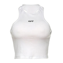 Load image into Gallery viewer, Embroidery Letter Sleeveless Ribbed Cropped Tops freeshipping - Tyche Ace