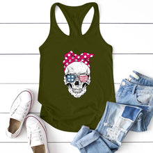 Load image into Gallery viewer, Skull Scarf Sunglasses Print Tank Top freeshipping - Tyche Ace