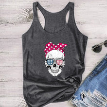 Load image into Gallery viewer, Skull Scarf Sunglasses Print Tank Top freeshipping - Tyche Ace