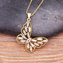 Load image into Gallery viewer, Colourful Shining Statement Butterfly Rhinestone Crystal Lucky Charm Pendant Necklace