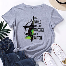 Load image into Gallery viewer, JCGO Fashion Summer T Shirt Women Plus Size 5XL Cotton Halloween Witch Print Female Short Sleeve Tshirts Casual Lady Tops Tee freeshipping - Tyche Ace
