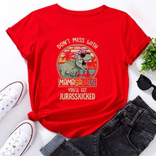 Load image into Gallery viewer, Dinosaur Graphic Letters Print Short Sleeve T Shirt freeshipping - Tyche Ace
