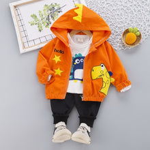 Load image into Gallery viewer, 3Pc Set Cartoon Dinosaur Image Design Hooded Sweater Pants + T Shirt For Boys