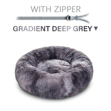 Load image into Gallery viewer, Zip Cover Removable Washable Donut Shape Design Calming Long Plush Dog Beds
