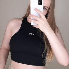 Load image into Gallery viewer, Embroidery Letter Sleeveless Ribbed Cropped Tops freeshipping - Tyche Ace