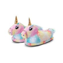 Load image into Gallery viewer, Kids Plush Magical Unicorn Slippers