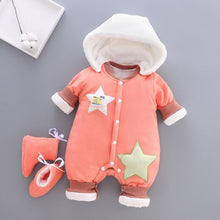 Load image into Gallery viewer, Unisex Cotton Thick Warm Hooded Jumpsuit Rompers For Kids
