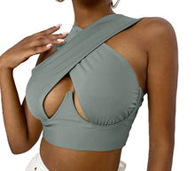Load image into Gallery viewer, Cross Wrap Sleeveless Cut-Out Front Crop Top-Plus Sizes freeshipping - Tyche Ace