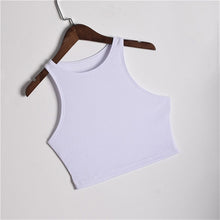 Load image into Gallery viewer, Sleeveless Solid Black/White Crop Vest Tops freeshipping - Tyche Ace