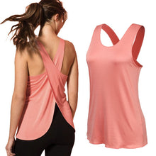 Load image into Gallery viewer, Yoga Shirt Women Gym Shirt Quick Dry Sports Shirts Cross Back Gym Top Women's Fitness Shirt Sleeveless Sports Top Yoga Vest - Tyche Ace