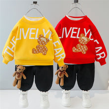 Load image into Gallery viewer, Cartoon Animal Design Sweater + Warm Pants Suit For Kids