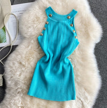 Load image into Gallery viewer, Golden Buttons Hollow Out Design Thin Knitted Sleeveless Stylish Top For Women